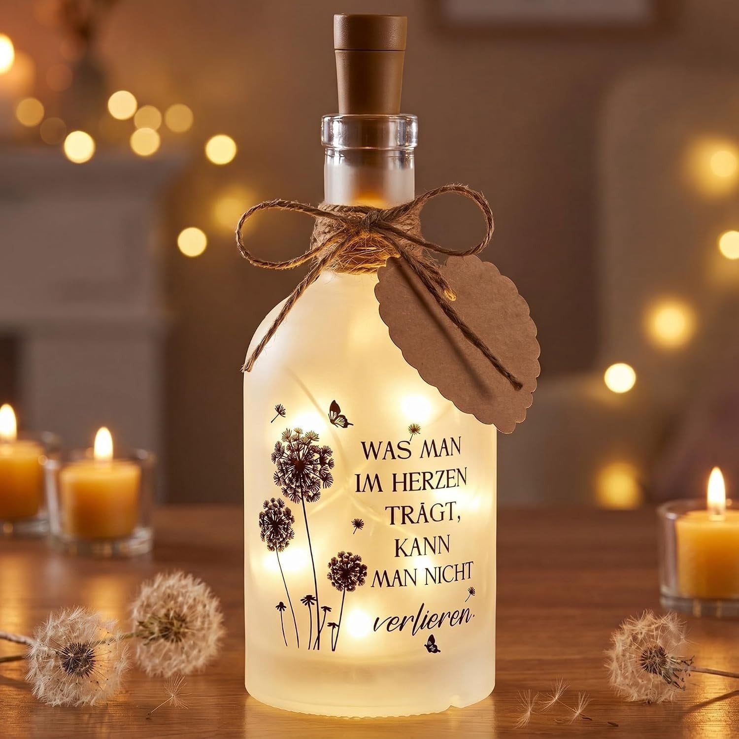 Huwelijkscadeau in Fles met LED Verlichting voor Bruid en Bruidegom - Uniek Engagement Geschenk met Persoonlijke Tekst