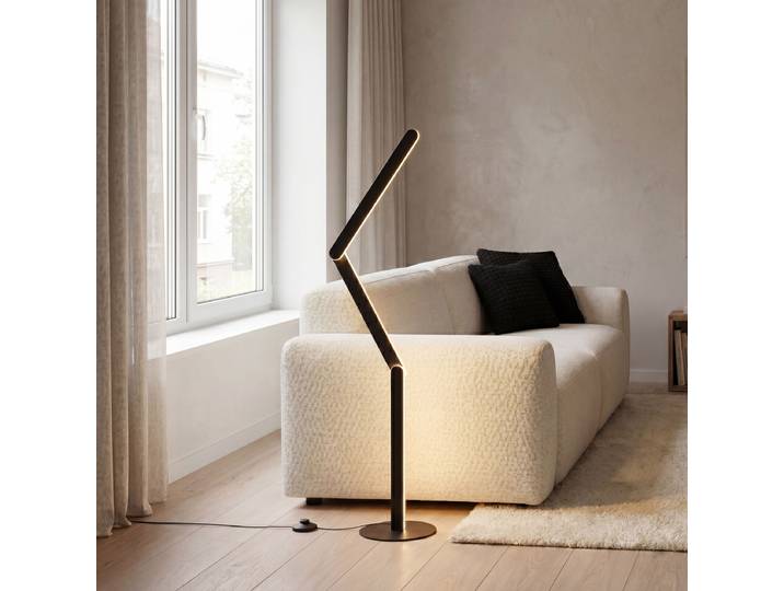 Lampadaire design noir avec LED à 3 niveaux de gradation - Gate
