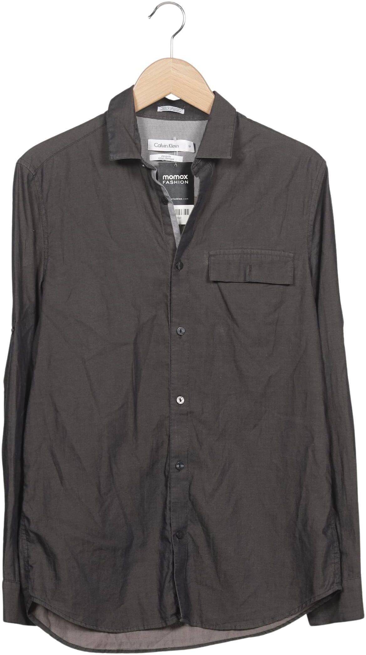 Calvin Klein Herren Hemd, Grau, Gr. S, Baumwolle - Second Hand
