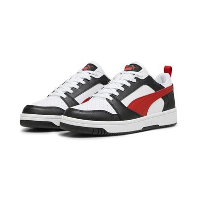 Sneaker PUMA "Rebound V6 Low Sneakers Erwachsene", Damen, Gr. 41, transparent (weiß for all time rot schwarz transparent), Obermaterial: Textil, Synthetik. Futter: Textil. Innensohle: Textil. Laufsohle: Gummi, Schuhe Sneaker