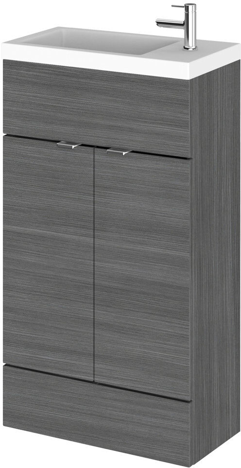 Nuie Fusion 505mm Single Bathroom Vanity with Integrated Polymarble Basin Anthracite woodgrain 505mm W
