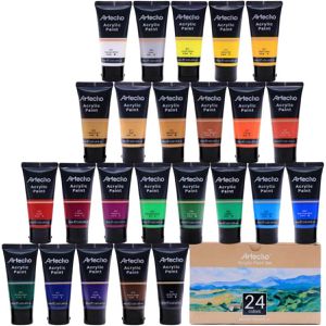 Artecho Acrylfarben ACTAG24 Acrylic Paint, 24 Farben je 60ml, in Tuben