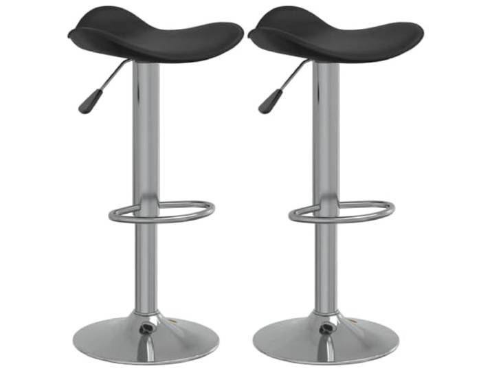 Barhocker, 2 Stück, schwarz, verchromter Stahl und Kunstleder Höhenverstellbar, 360° drehbar, Kunstleder, verchromter Stahl, Fußstütze, 110 kg pro Sitz