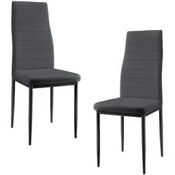 Helloshop26 - Set aus 2 stapelbaren Esszimmerstühlen Sitzflächen aus Kunststoff 96 cm dunkelgrau 03_0005743