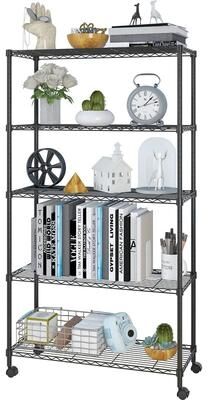 Karl Home 5 Tier Shelf Adjustable Wire Metal Shelving Rack Chrome
