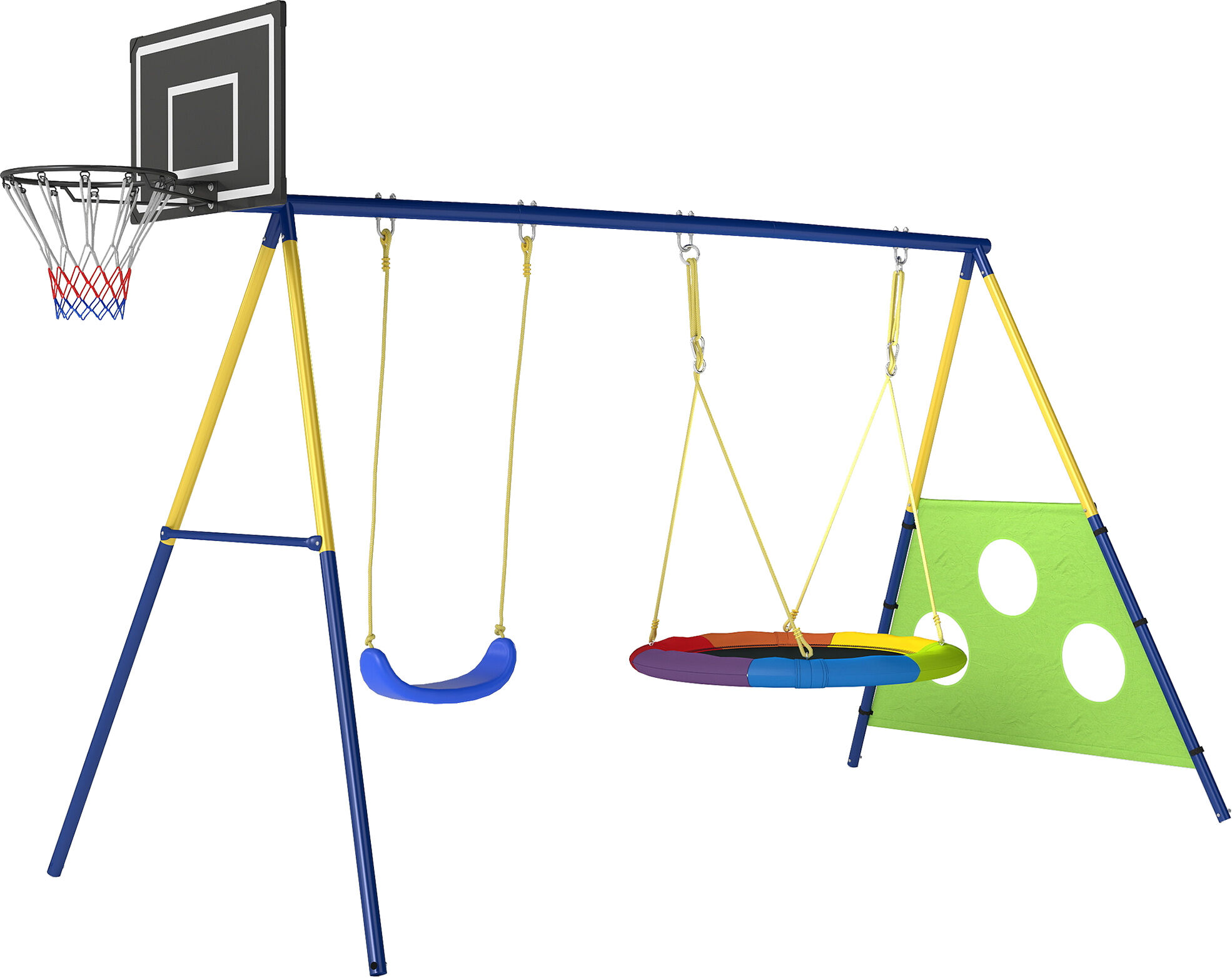 Aiyaplay Set Altalena da Giardino Giochi Esterno 4 in 1 288x160x220cm Multicolore   Aosom Italy