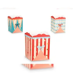 PartyDeco 6 Snackboxen Kinder 8x11,5cm Fingerfood Schalen Zirkus Motiv Candy Bar Zubehör Süßigkeiten Boxen Party Snacks Kindergeburtstag Deko Set