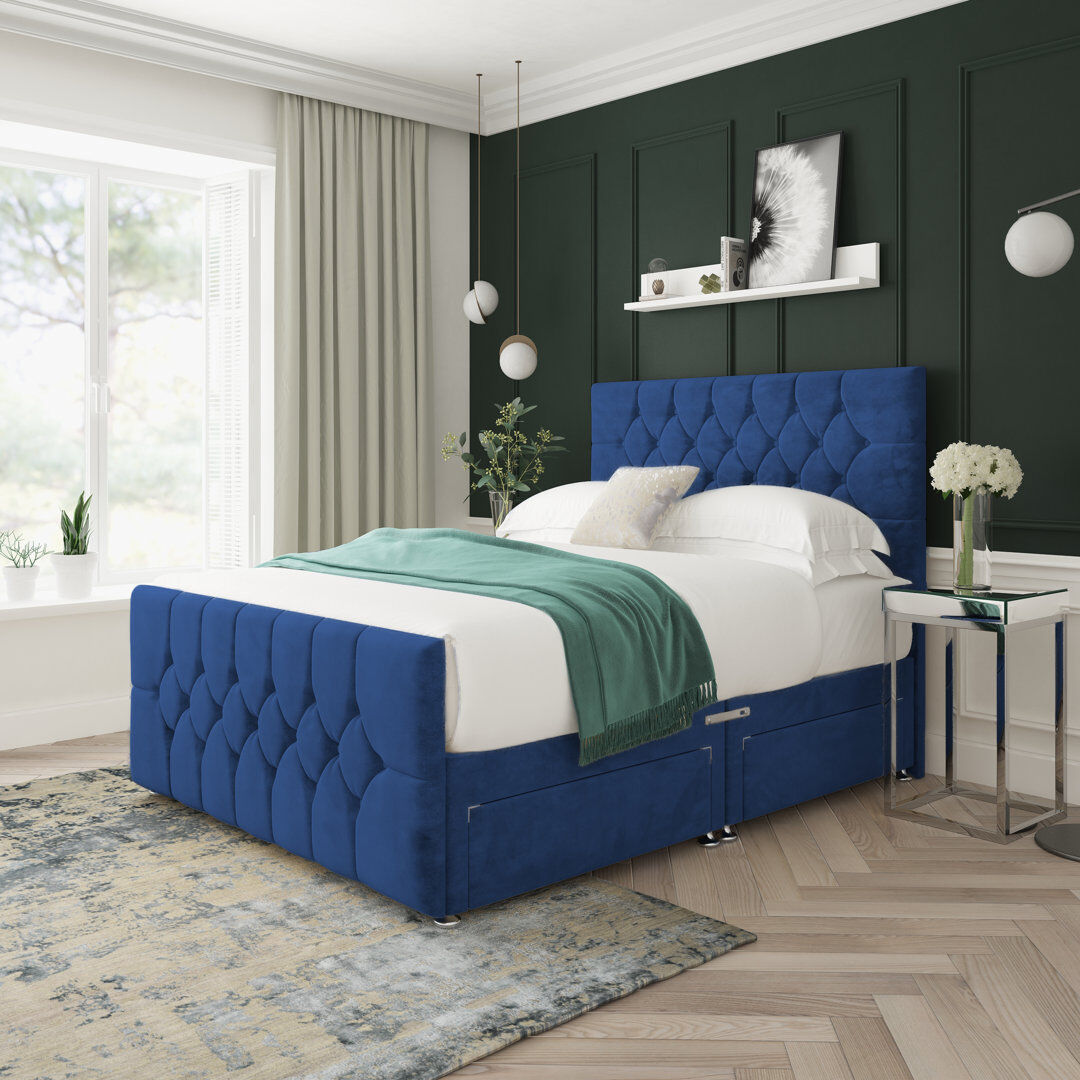 17 Stories Upholstered Bed Blue Small Double (4')