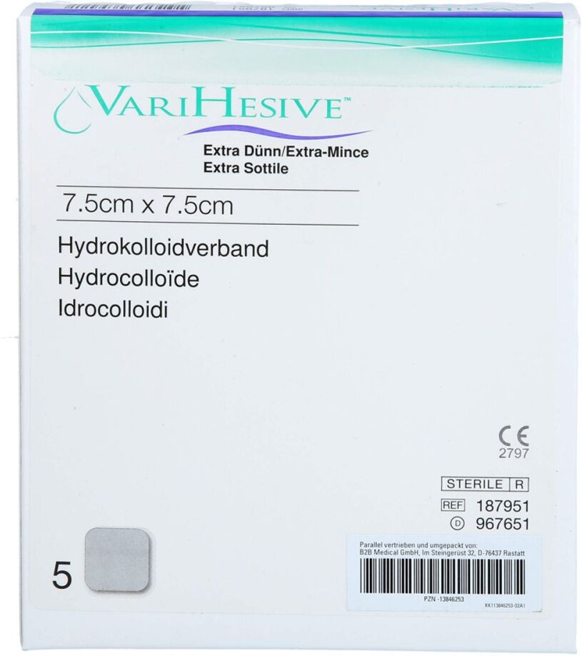 Varihesive extra dünn 7,5x7,5 cm Hkv hydroaktiv