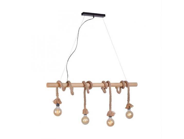 Lampe à suspendre\, poutre nature\, corde de chanvre\, L 100 cm\, ROPE