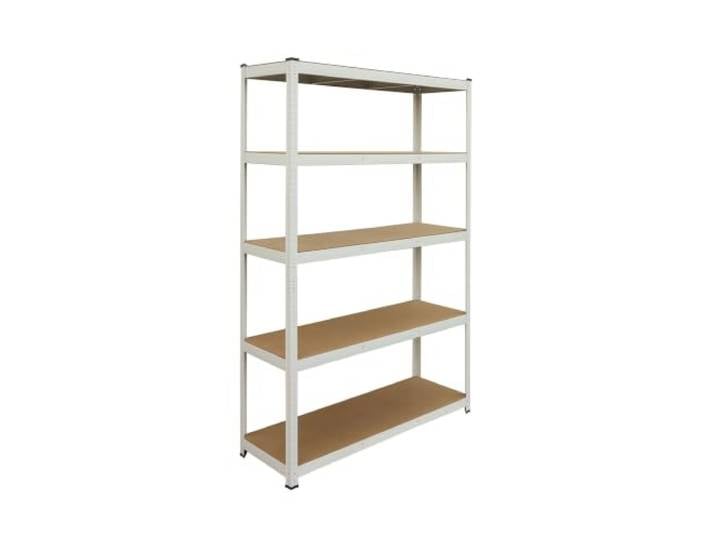 Relaxdays Étagère Lourde\, Tailles au Choix\, 875 kg\, 5 Niveaux\, Cave & Garage\, emboîtable\, Blanc/Marron