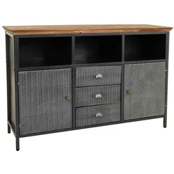 SIDEBOARD aus Metall und Holz, Schwarz, 122x36x83 cm