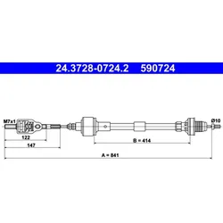 Seilzug Kupplungsbetätigung ATE 24.3728-0724.2 für Opel Corsa B