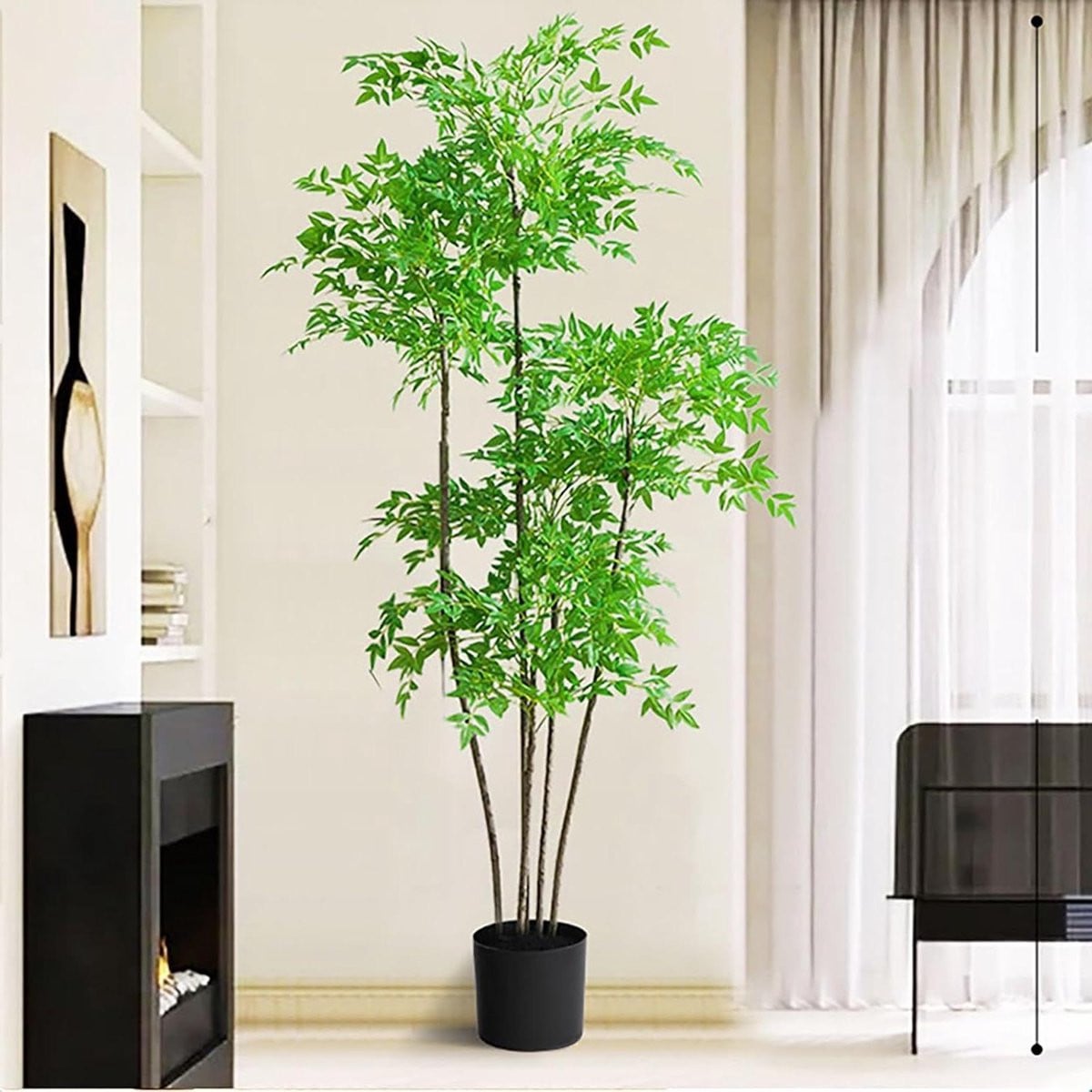 Grote realistische kunstboom voor binnen met zwarte pot - Hoogte: 150 cm