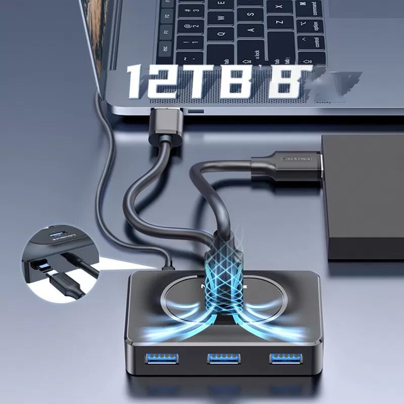 INF 4-Port USB 3.0 Hub – Quadratischer Splitter für schnelle Datenübertragung 0,3 m