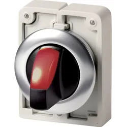 Eaton 188074 Leuchtwahltaste, RMQ-Titan, mit Knebelgriff, rastend, 3 Stellungen, rot, Frontring Edelstahl M30I-FWRLK3-R