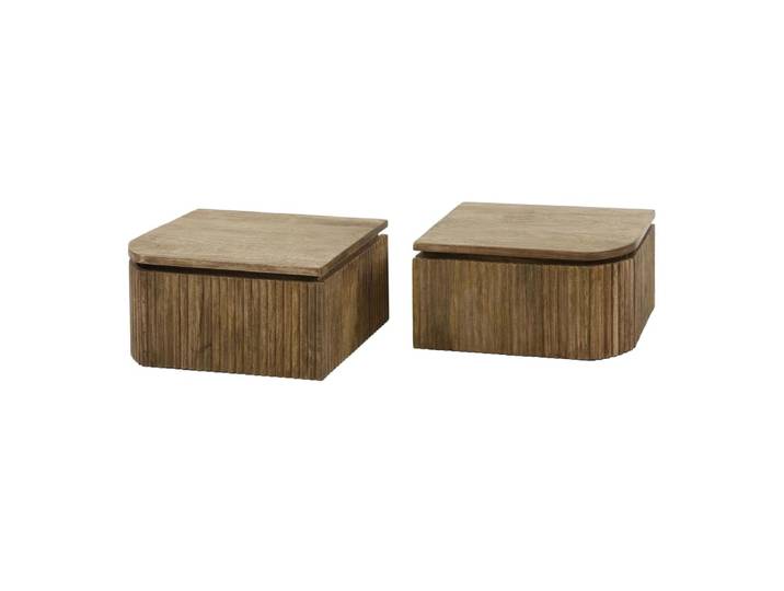 Lot de 2 tables de nuit murales avec tiroir baguettes en bois