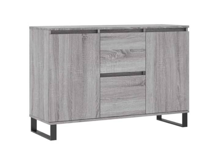 HGFDVCMR Sideboard Grau Sonoma 101,5x35x70 cm Kommode Holzwerkstoff Modernes Anrichte-Möbel für Wohnzimmer und Flur mit stabilen Eisenbeinen, viel Stauraum und praktischer Stellfläche.