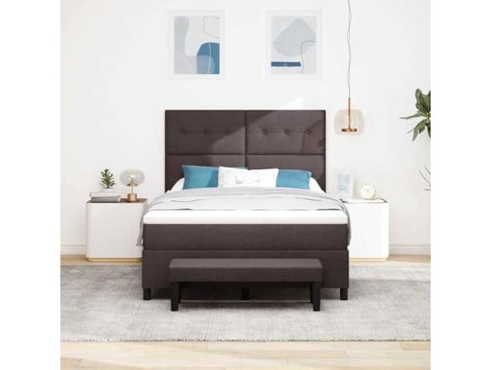 KTHLBRH Boxspringbett Dunkelbraun 140 x 190 cm Kopfteil verstellbar, 2 Ebenen, Gestell aus Holz, atmungsaktiver Stoff, Unterstützung 280 kg