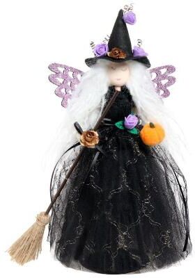 Snug & Styled Halloween Hanging Witch Doll Decor With Butterfly Ghost Design For Spooky Party Atmosphere purple