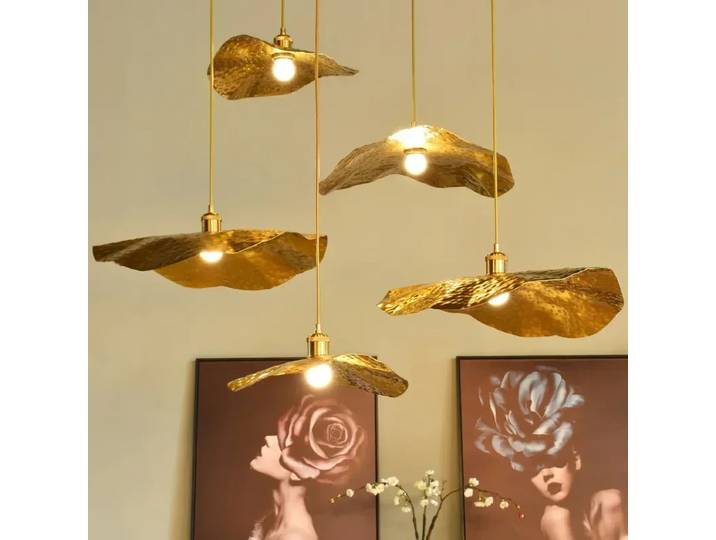 Nouveau lustre chinois feuille de Lotus Zen Table à thé marmite cuisine rétro lumière créative luxe escalier barre éclairage décoratif