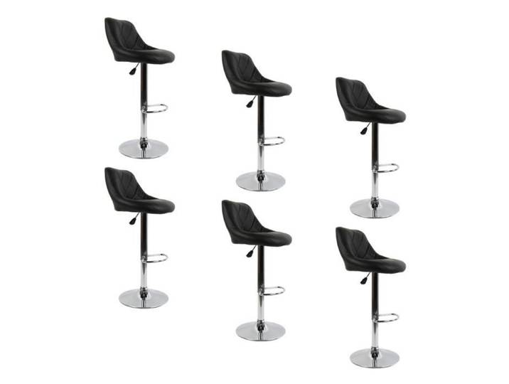 HSTURYZ Lot de 6 Chaises de Bar Dossier Rembourré Pivotantes et Réglables en Hauteur 53 cm - 73 cm Noir