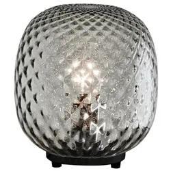 ROSSINI ILLUMINAZIONE Schwarze Tischlampe Oban mit mundgeblasenem Glasdiffusor, Ballonton-Effekt, geräuchertes Finish – E27-Anschluss Rossini Group