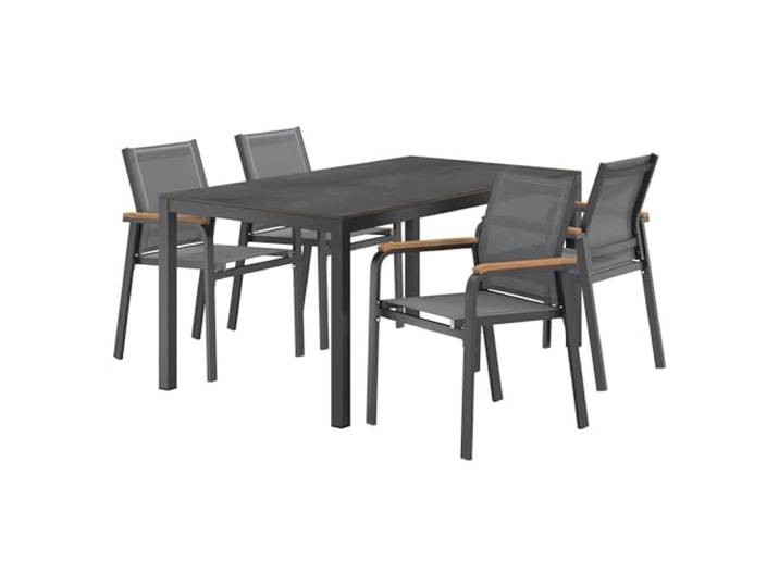 OUTLIV. Florenz Gartenmöbel-Set, 4 Sitzplätze, 160x90x74cm Aluminium und HPL; mit Armlehnen; 4 Sitzplätze; 160x90x74cm; Anthrazit