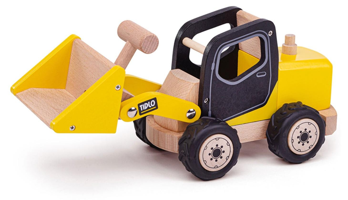 Tidlo houten graafmachine met laadbak - stevig en educatief speelgoed