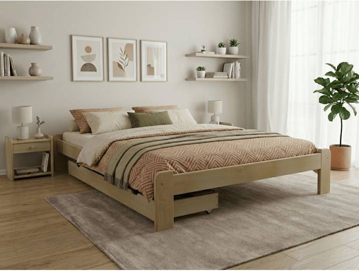 Bett ADA 160 x 200 cm, Kiefer Matratze: Ohne Matratze, Lattenrost: Ohne Lattenrost