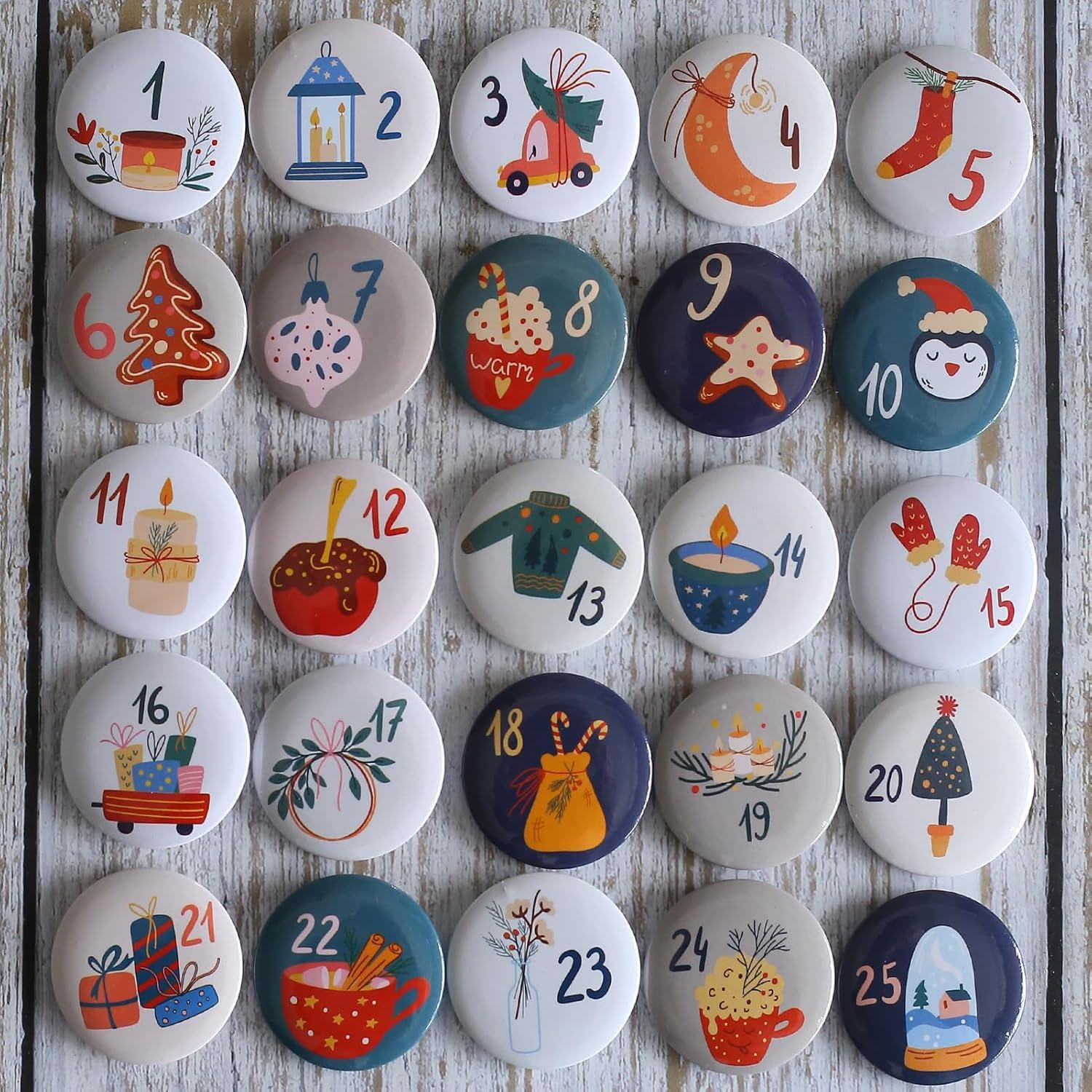 oCreon Adventskalender Cijferknoppen en Reversspeldjes voor Decoratie