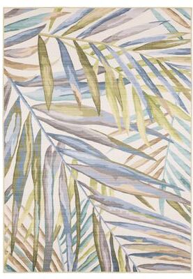 Style Haven Flores Tropical Palms Beige/Multi Indoor-Outdoor Washable Rug