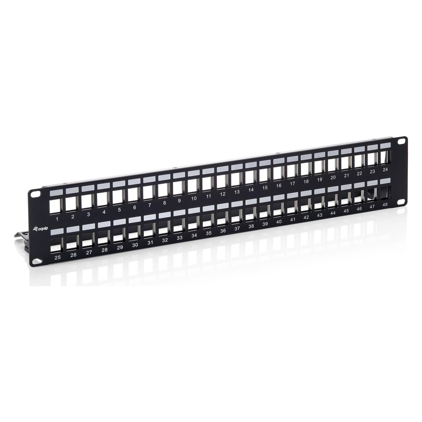 equip Patchpanel 48x RJ45 Cat6A 19" 1HE für Keystone schwarz (769349)