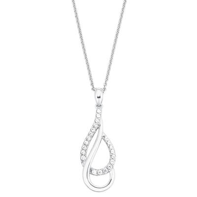 Kette mit Anhänger AMOR "Tropfen", bunt (silberfarben, weiß), Halsketten, Damen, Silber 925 (Sterlingsilber), L: 50, mit Zirkonia (synth.)