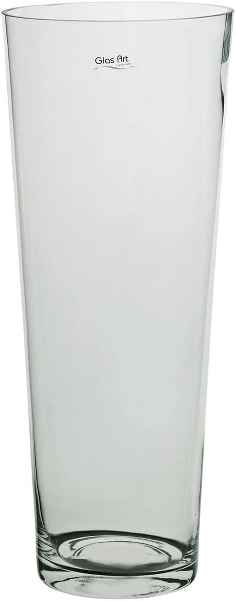 Handgemaakte unieke glazen bloemenvaas in helder glas, 40 x 16 cm