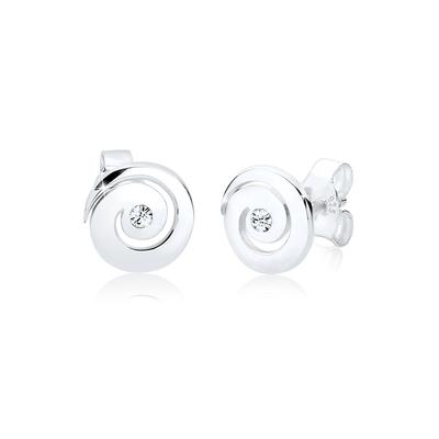 Paar Ohrstecker ELLI "Ohrringe Spirale Rund Funkelnd 925 Silber, mit Kristallen von Swarovski" Gr. 8, silber, Ohrringe, Damen, 8, Silber 925 (Sterlingsilber)