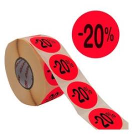 METO Promo-Etiketten -20%, rund, rot fluor rund, Durchmesser: 40 mm, selbstklebend, lösemittelfrei (30004923)