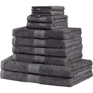 NatureMark Handtuch Set, anthrazit, aus 100% Baumwolle, 4 Hand-, 2 Dusch-, 2 Gästetücher & 2 Waschlappen, 500 g/m²