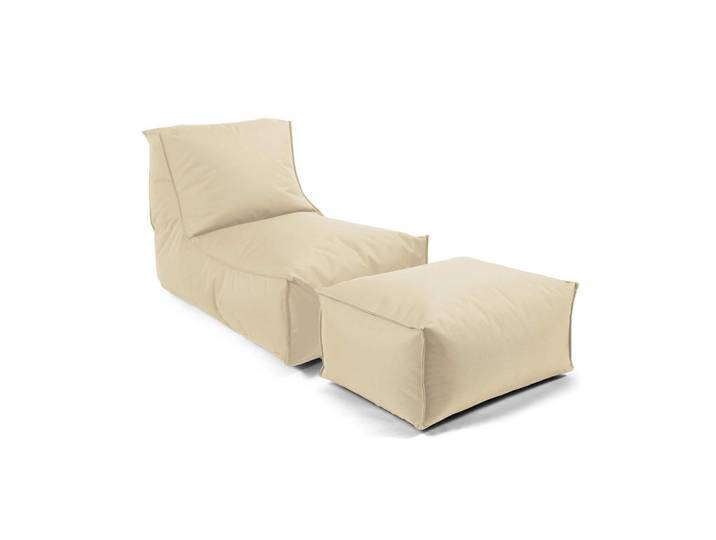 Mokebo Outdoor Sitzsack mit Hocker Der Sundowner, Beige, 60x65x95 cm, Gartenmöbel, Gartensessel, Outdoor-Sitzsäcke