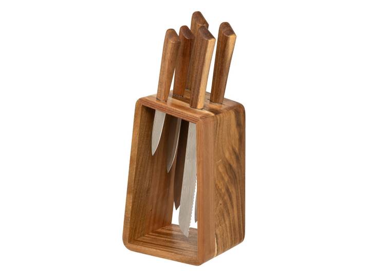 5five Simply Smart Messerset mit Holzblock Harmony 15,2/11,3/36,3 cm, Braun, 15.2 cm, Kochgeschirr, Küchenmesser, Allzweckmesser