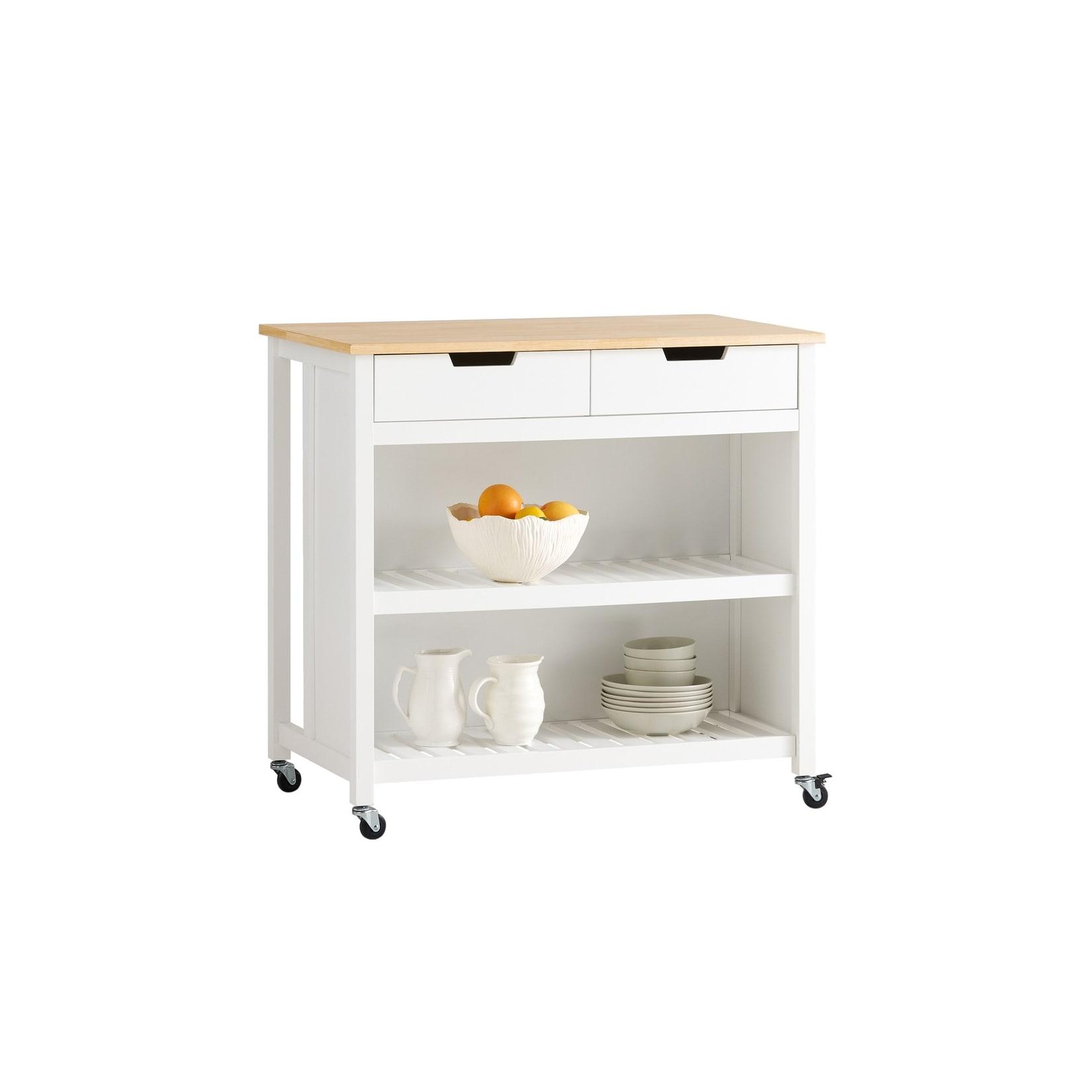 SoBuy Kücheninsel mit 2 Schubladen Weiß 100x60x93,5cm Funktional