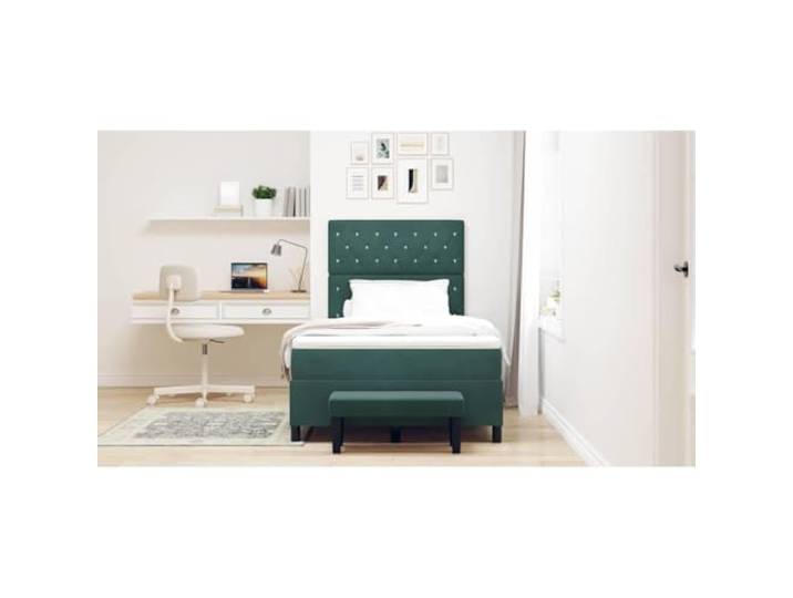 KTHLBRH Doppelbett Samt Dunkelgrün 190 x 120 cm Gepolstertes Kopfteil, Gestell aus Holz, Matratze aus mittelfestem Schaumstoff