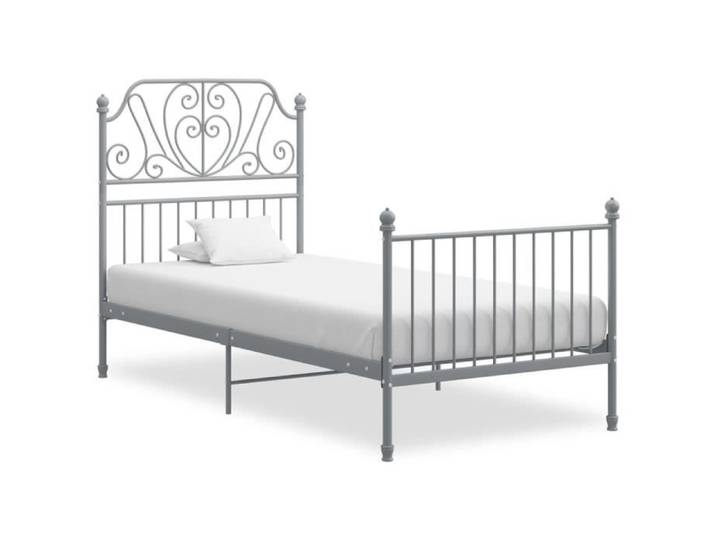 Lit adulte-enfant 90x200cm - Structure de lit Gris Métal et contreplaqué