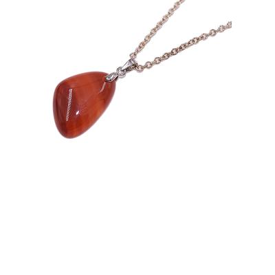 Kette mit Anhänger FIRETTI "Schmuck Geschenk, Achat", orange (silberfarben, edelstahlfarben, orangerot), Halsketten, Damen, Edelstahl Silber 925 (Sterlingsilber), L: 50 B: 2mm, Edelstahl, Silber 925 (Sterlingsilber), Made in Germany - mit Achat, B:2mm