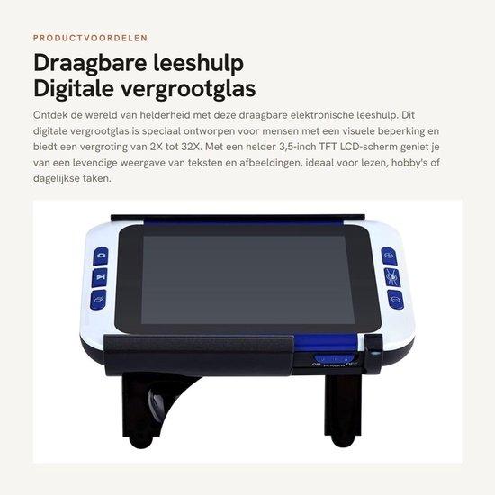 Tragbares Lesegerät - Digitales Vergrößerungsglas - Handliches Design - Blau - Unterstützt Audio- und Videoausgang - Geeignet für Menschen mit Sehbehinderung - Kompakt und...