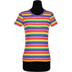 Smiffys Damen Ringelshirt kurzarm bunt – alltagstauglich (L)