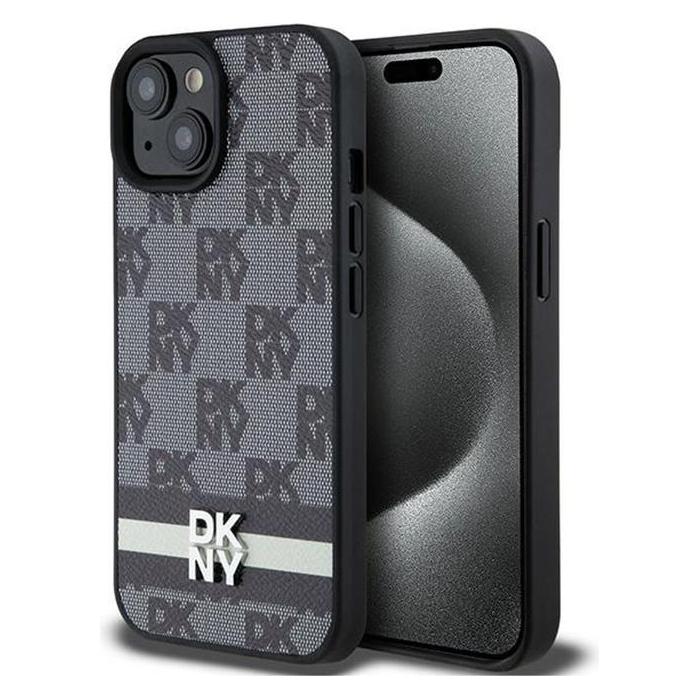 DKNY DKHCP15MPCPTSSK iPhone 15 Plus / 14 Plus 6.7" czarny/black hardcase Leather Checkered Mono Patt (Apple iPhone 14 Plus, Apple iPhone 15 Plus) (1714462325)