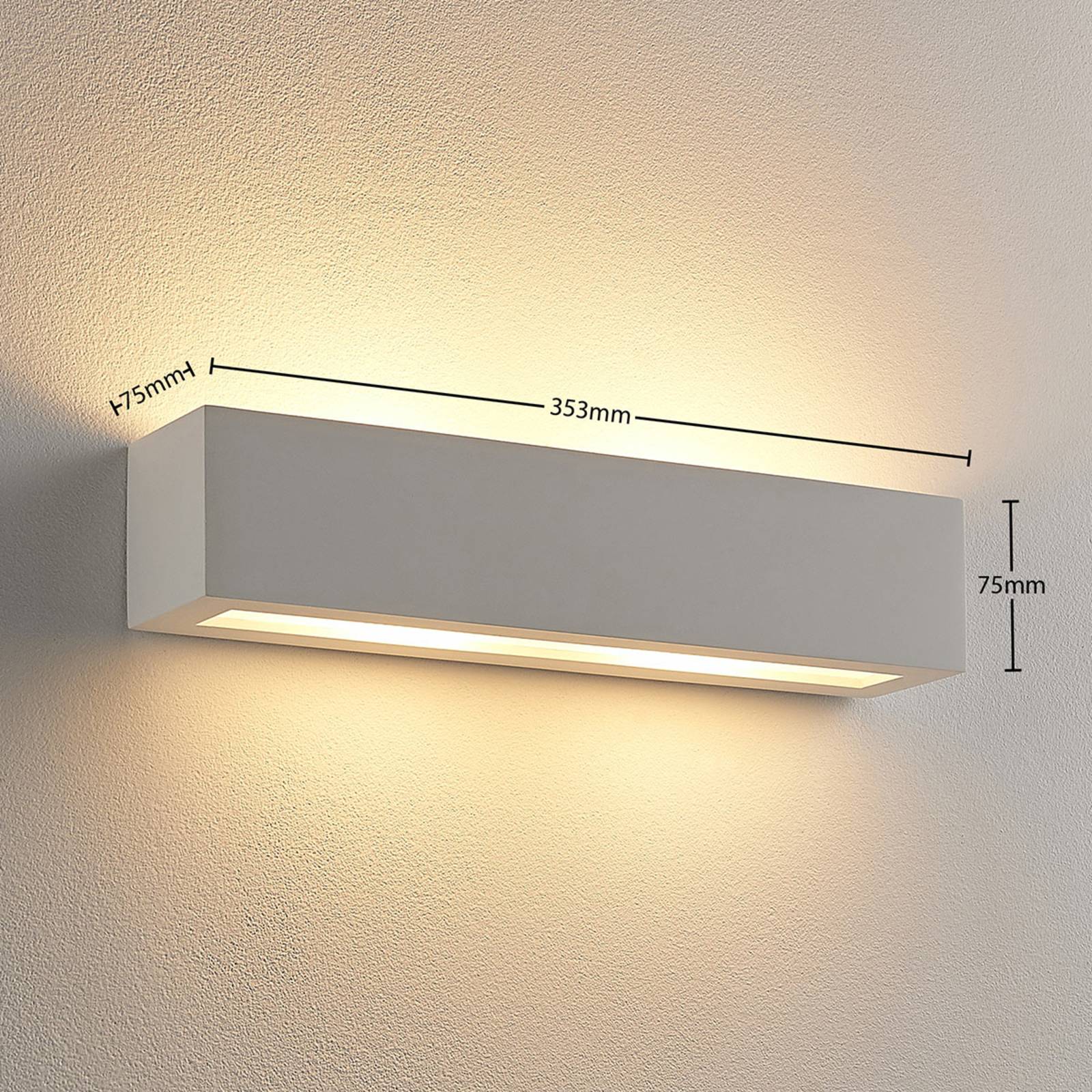 Wandlampe Tjada Lindby, dimmbar, weiß / opal, für Wohn- / Esszimmer, Gips / Ton, Modern, Wandleuchte, Wandlampe Innen