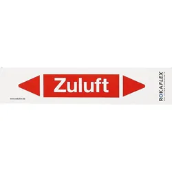 Fliessrichtungspfeil universal ZULUFT rot ,selbstklebend, VPE 25 Stk