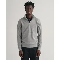 Gant für Herren. 2008005 Graues Shield Sweatshirt mit halbem Reißverschluss (M), Lässig, Baumwolle